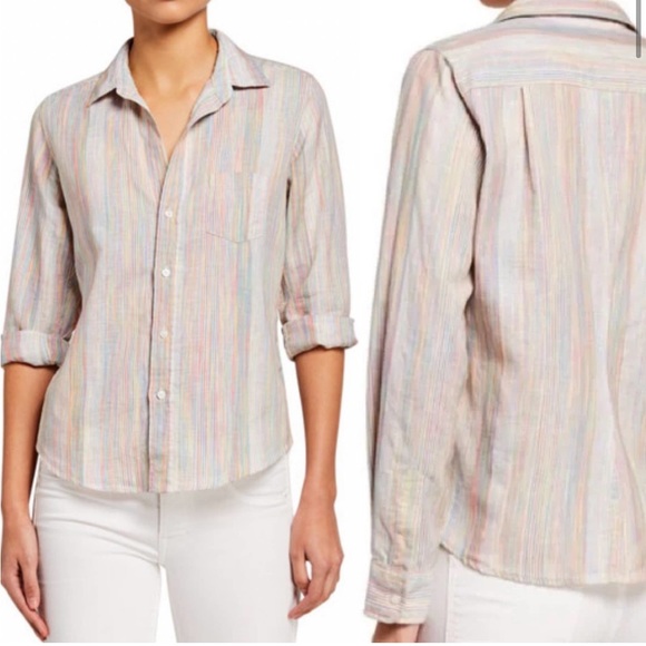 Frank & Eileen Women's Barry Rainbow
Stripe Linen Shirt Size XS - Picture 3 of 8